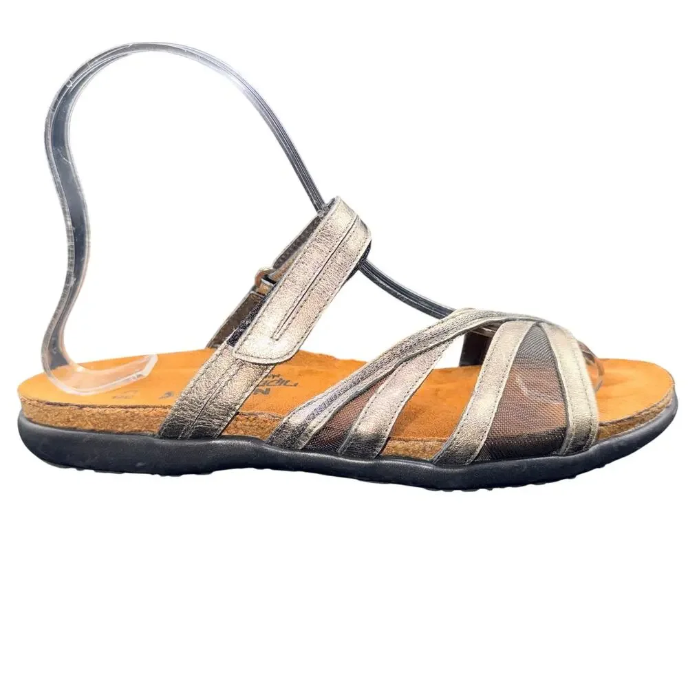 Naot Metallic Strappy Sandals EU 38 US 7 Comfort Walking Hook Loop